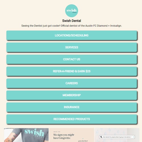 swish dental referral program social media bio